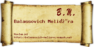Balassovich Melióra névjegykártya